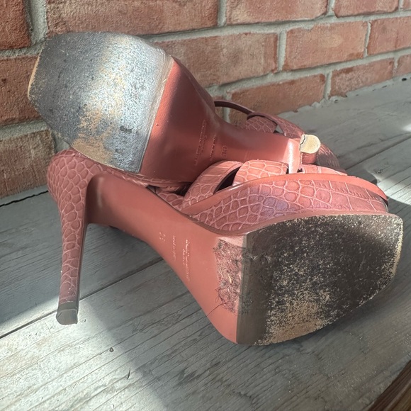 Saint Laurent Pink Lizard Embossed Leather Tribute Platform Size 38 - Picture 5 of 5